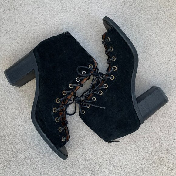 Jeffrey Campbell Cors Black Suede Ankle Booties Sz8 - Picture 10 of 15
